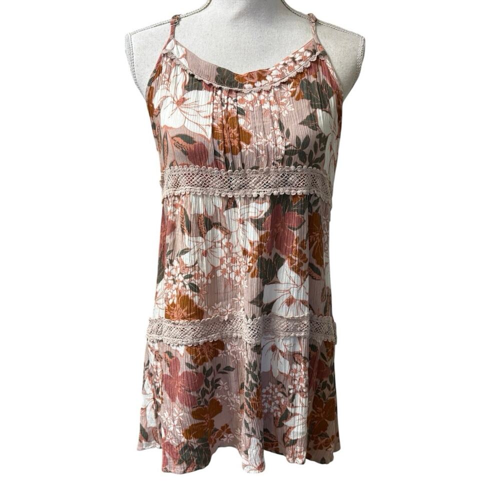 Shyanne Women's Small Multicolored Tiered Halter Sleeveless Mini Dress Country